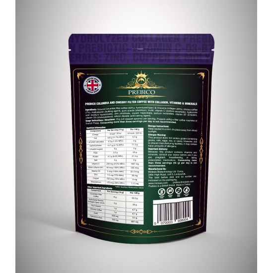 Prebico Kollajen + Prebiyotik Filtre Kahve (Columbia & Hindiba) – Vitamin & Mineral Destekli